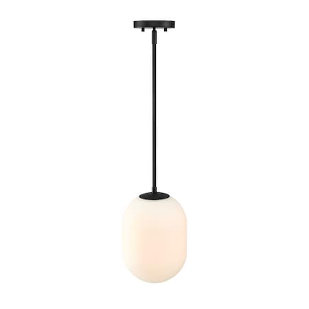 Designers Fountain Noor 60 Watt 1-Light Matte Black Modern Pendant Light with Etched Opal Glass Shade D324M-8P-MB